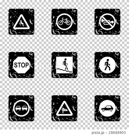 Road sign icons set, grunge style Road sign icons set, grunge style 28688903