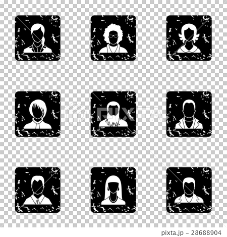 Avatar people icons set, grunge style Avatar people icons set, grunge style 28688904