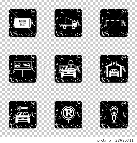 Parking area icons set, grunge style 28689311