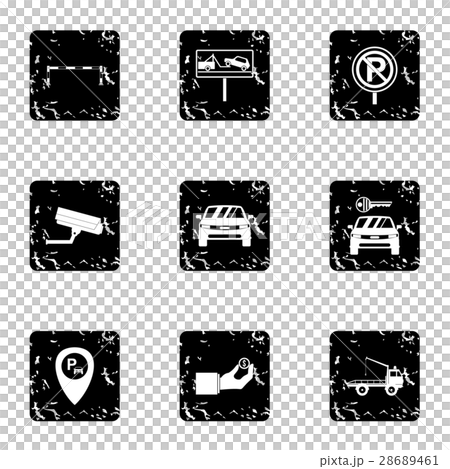 Valet parking icons set, grunge style 28689461