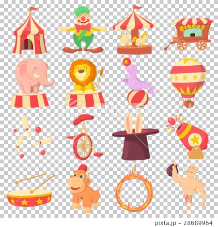 Circus icons set, cartoon style 28689964