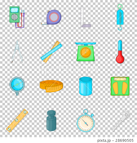 Measure tools icons set, cartoon style 28690505