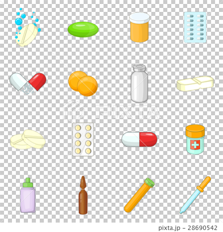 Medicine drugs icons set, cartoon style 28690542