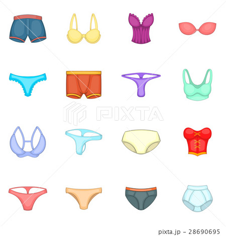 Underwear icons set, cartoon style - Stock Illustration [28690695