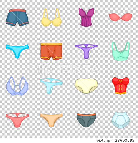 Underwear icons set, cartoon style - Stock Illustration [28690695