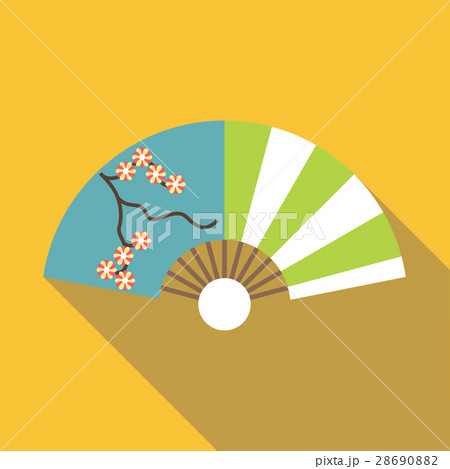 Asian fan icon, flat style 28690882