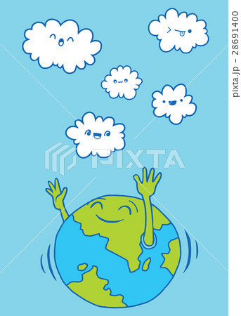 Hand Drawn Illustration of Doodle world and cloud  28691400
