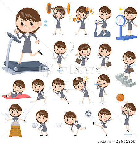 Gray suit business woman Sports & exercise Gray suit business woman Sports & exercise 28691859