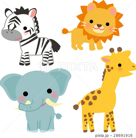 Illustration Of Zebra Lion Elephant Giraffe Stock Illustration 28691916 Pixta