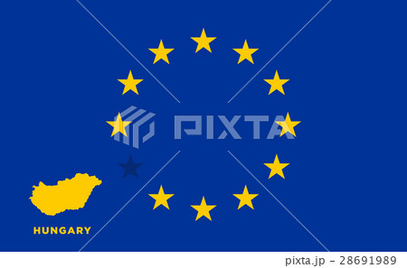 EU flag with Hungary country. European Union EU flag with Hungary country. European Union 28691989