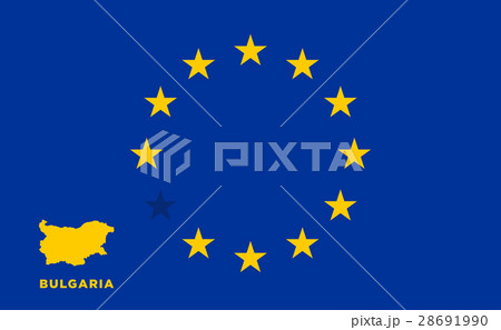 EU flag with Bulgaria country. European Union EU flag with Bulgaria country. European Union 28691990