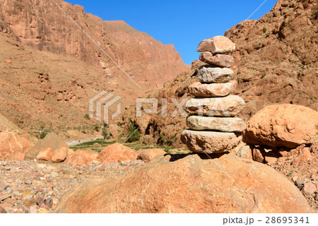 Stones pyramid in Todgha Gorge. Morocco 28695341