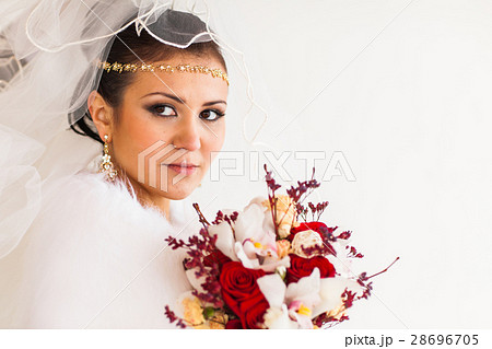 Portrait of bride with the flower bouquet in Portrait of bride with the flower bouquet in 28696705