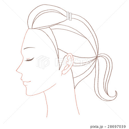 女性の横顔 線画のイラスト素材