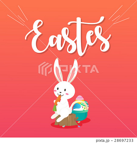 Happy easter day with white Easter rabbit. 28697233