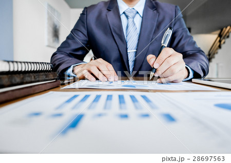 Working process startup. Businessman working with new finance pr 28697563