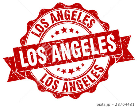 Los Angeles Round Ribbon Sealのイラスト素材