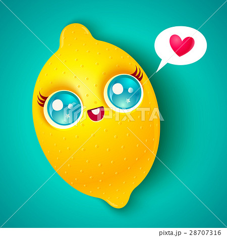 Kawaii lemon on bright background. 28707316