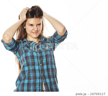 young pretty woman posing on white background 28709127