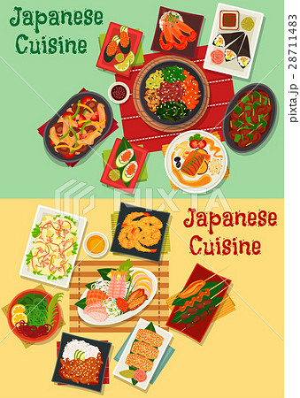 Japanese cuisine seafood and meat dishes icon Japanese cuisine seafood and meat dishes icon 28711483