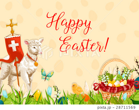 Easter lamb of God with cross greeting card design Easter lamb of God with cross greeting card design 28711569