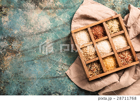 Rice nine varieties in printers box, jasmine, wild 28711768