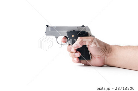 small automatic gun in hand man isolated 28713506