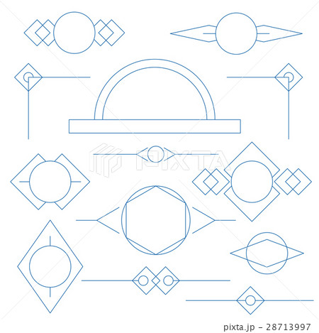 Set of blue linear graphic stylized framesのイラスト素材 [28713997] - PIXTA