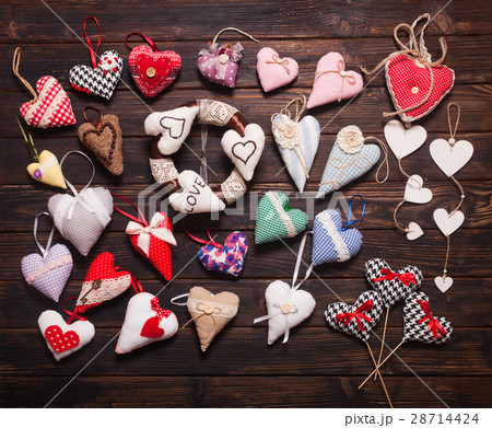 Variety of handmade hearts  28714424