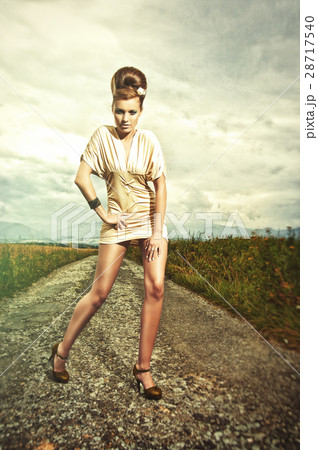 summer fashion photography with young beautiful wo 28717540