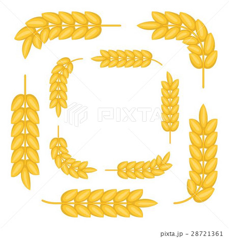 Frames made by wheat spikes icon, cartoon styleのイラスト