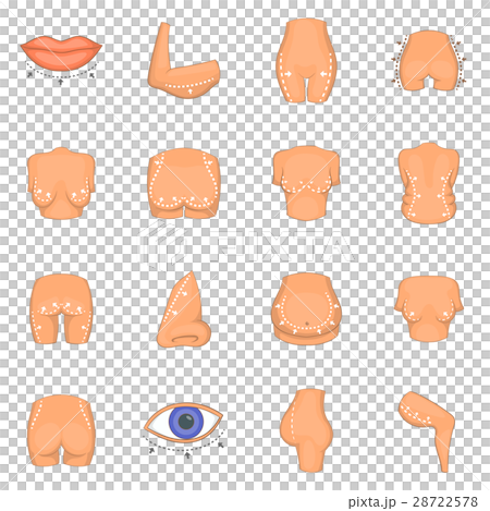 Plastic surgeon icons set, cartoon style Plastic surgeon icons set, cartoon style 28722578