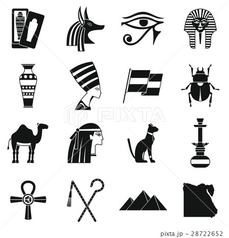 Egypt travel items icons set, simple style Egypt travel items icons set, simple style 28722652