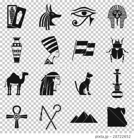 Egypt travel items icons set, simple style Egypt travel items icons set, simple style 28722652