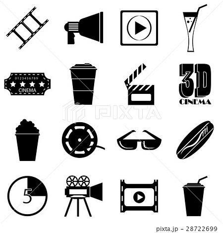 Movie Items Icons Set Simple Styleのイラスト素材