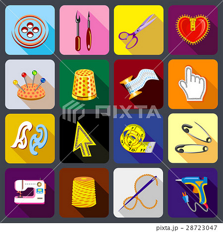 Tailor tools icons set, flat style Tailor tools icons set, flat style 28723047