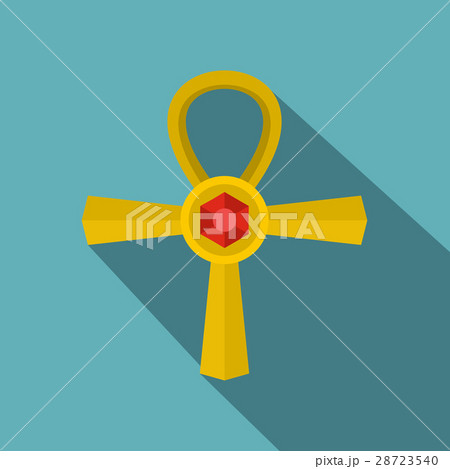 Golden Ankh symbol icon, flat style 28723540
