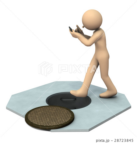 危険な歩きスマホを表すアブストラクト3DCGイラスト 28723845