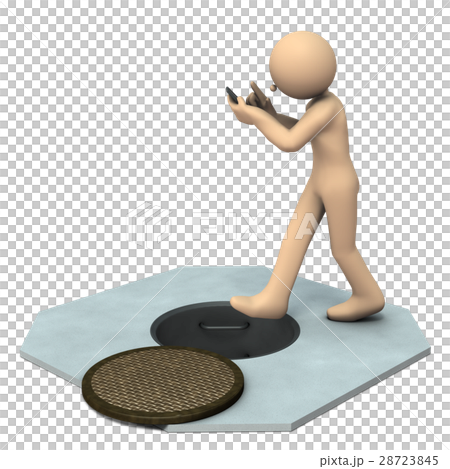 危険な歩きスマホを表すアブストラクト3DCGイラスト 28723845