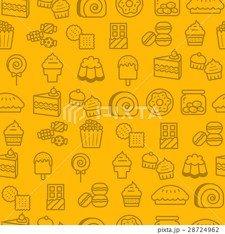 Line icons seamless pattern, Dessert 28724962