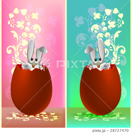 set of designs for the Easter rabbit in the egg 28727470