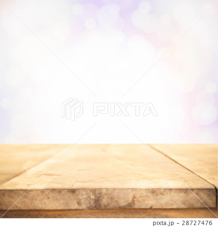 Brown Wood table top with vintage color bokeh 28727476