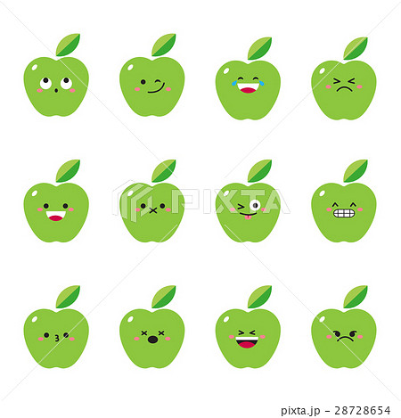 Apple green modern flat emoticon set 28728654