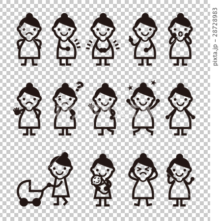 妊婦さん いろいろなポーズ表情女性イラスト 妊婦さん いろいろなポーズ表情女性イラスト 28728983