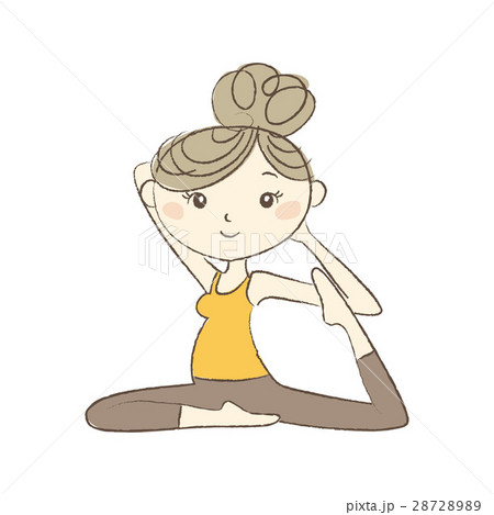 マタニティヨガ ハトのポーズをする妊婦さん マタニティヨガ ハトのポーズをする妊婦さん 28728989