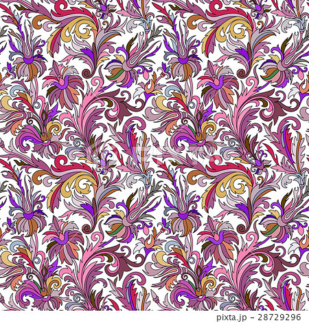Doodle colorful pastel floral hand draw seamless Doodle colorful pastel floral hand draw seamless 28729296