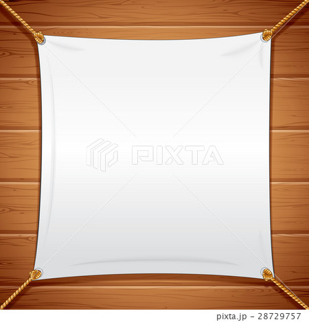 Vector image of a white banner with ropes 28729757