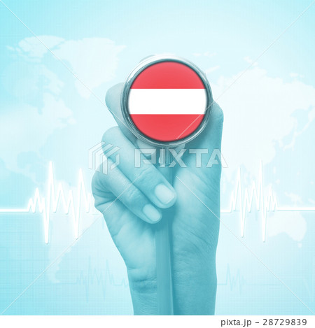 doctor holding stethoscope with Austria flag. 28729839