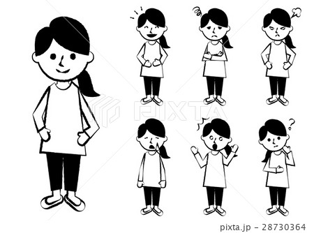 母親 表情 全身 セットのイラスト素材