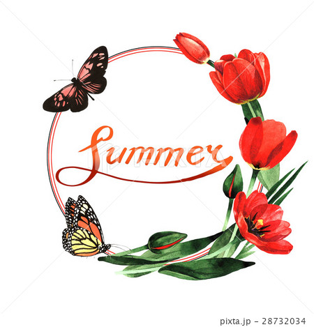 Wildflower tulip flower frame in a watercolor Wildflower tulip flower frame in a watercolor 28732034